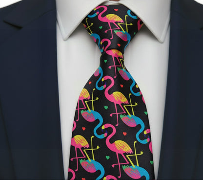Mens Bespoke Necktie FL-05 Flamingos