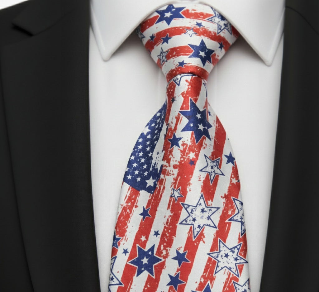 Mens Bespoke Necktie FL-08 USA Stars and Stripes