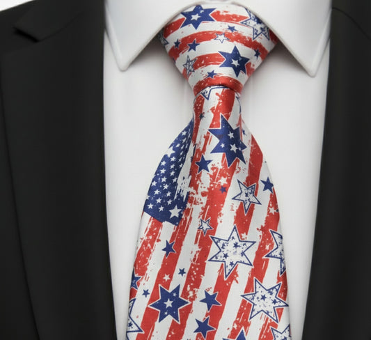 Mens Bespoke Necktie FL-08 USA Stars and Stripes