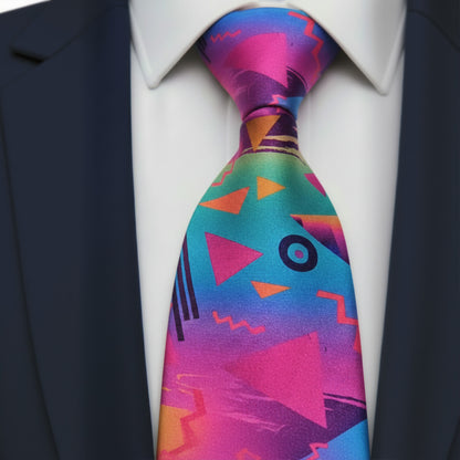 Mens Bespoke Necktie FL-15 Bright Shapes