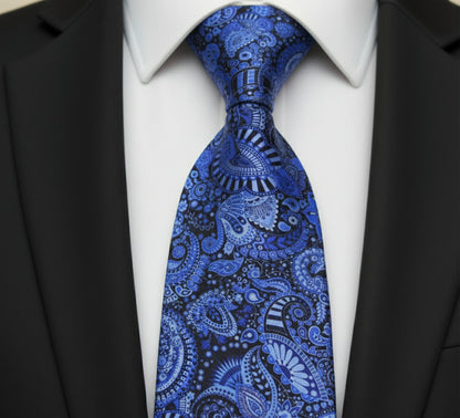 Mens Bespoke Necktie FL-29 Purple/Navy Paisley