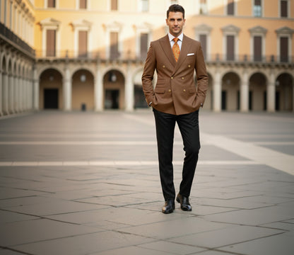 Mens Bespoke Necktie  P-172 Orange Paisley