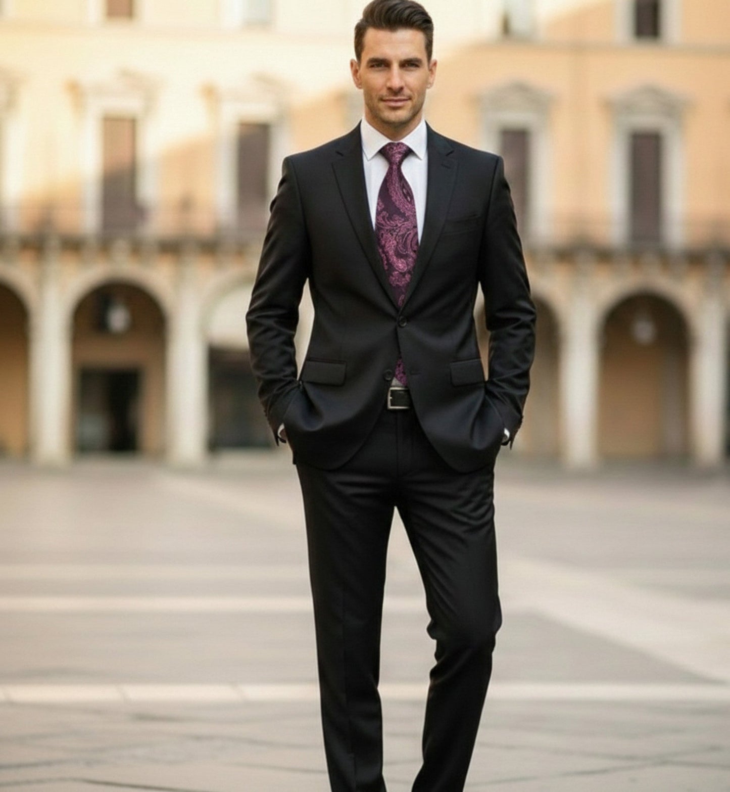 Mens Bespoke Necktie  P-174 Lilac Paisley