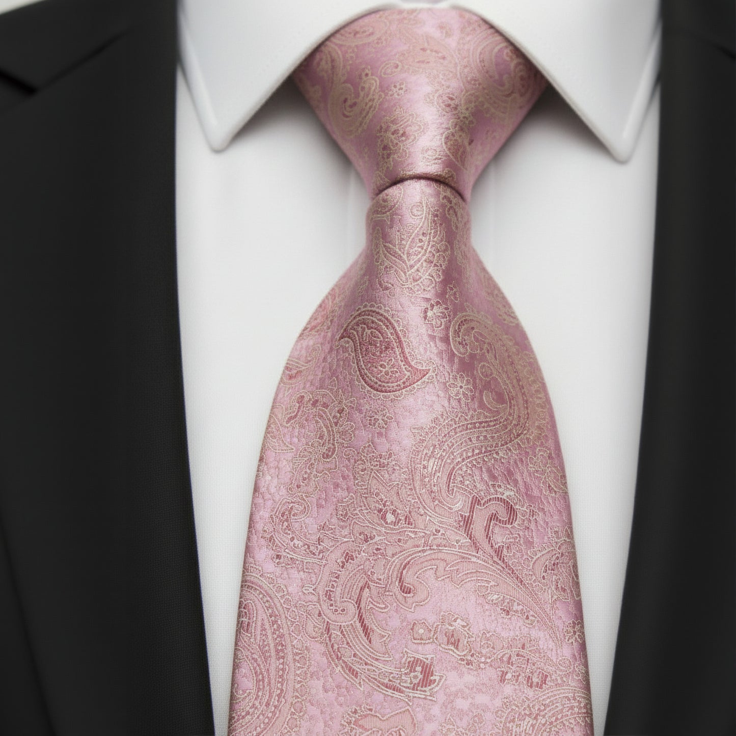 Mens Bespoke Necktie  P-176 Pink Paisley