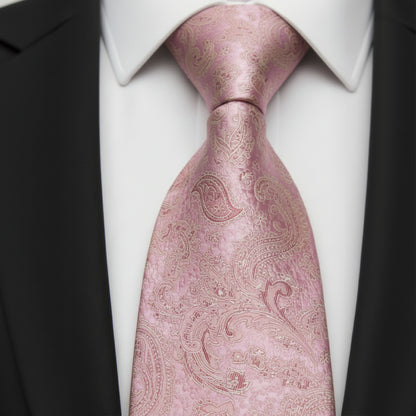 Mens Bespoke Necktie  P-176 Pink Paisley