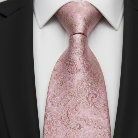 Mens Bespoke Necktie  P-176 Pink Paisley