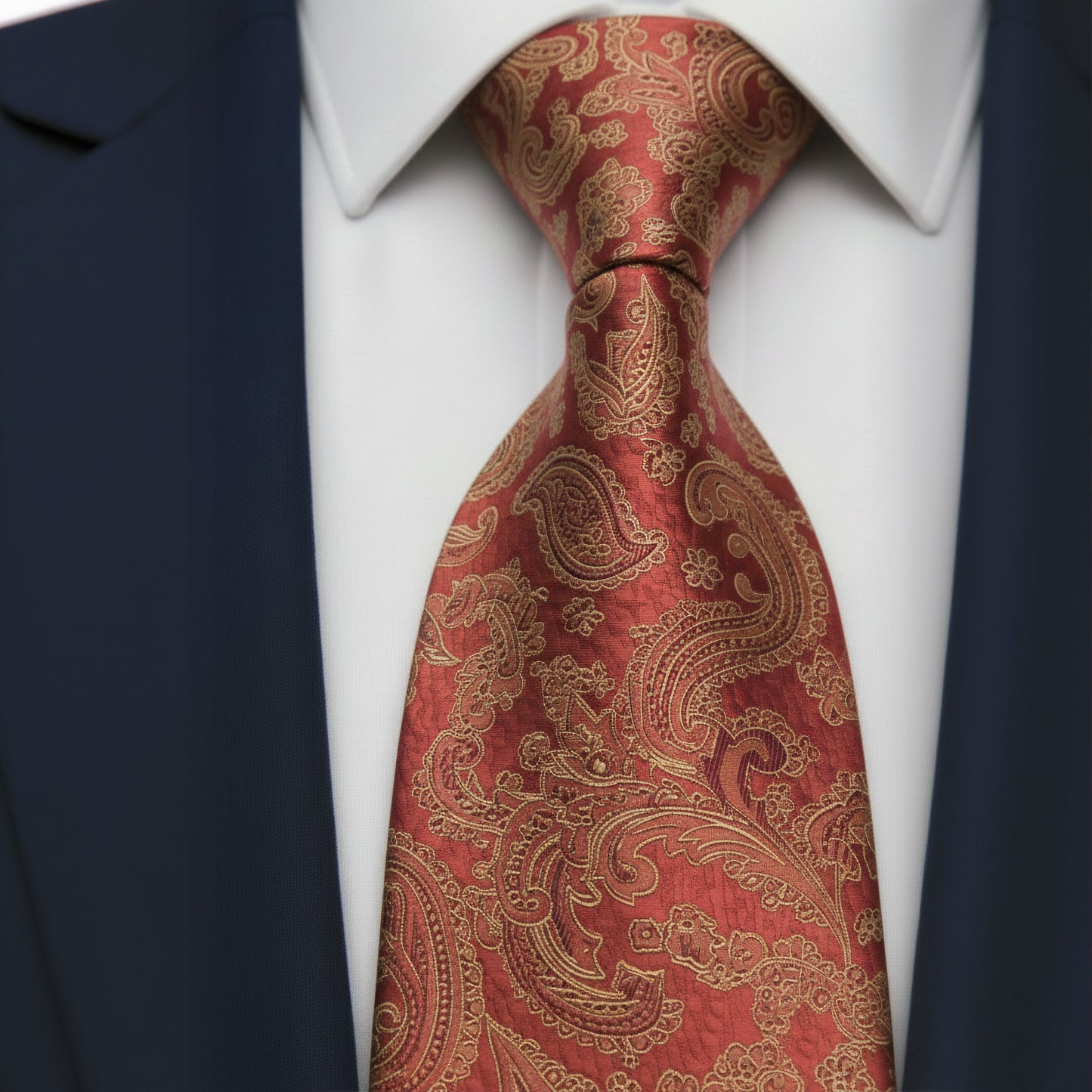 Mens Bespoke Necktie  P-179 Tangerine Paisley