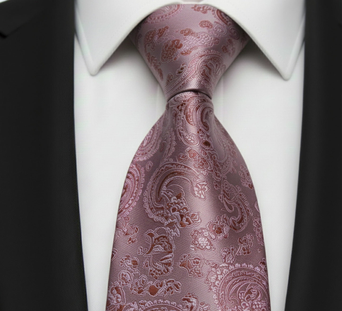 Mens Bespoke Necktie  P-189 Raspberry Paisley