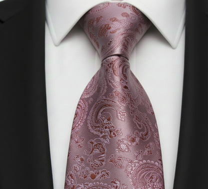 Mens Bespoke Necktie  P-189 Raspberry Paisley