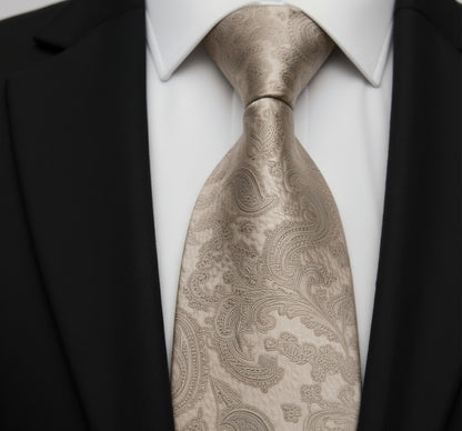 Mens Bespoke Necktie P-194 Antique Gold Paisley