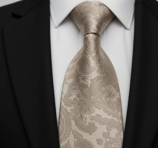 Mens Bespoke Necktie P-194 Antique Gold Paisley