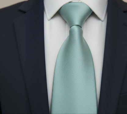 Mens Bespoke Necktie S-102 Duck Egg