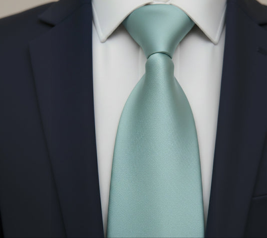 Mens Bespoke Necktie S-102 Duck Egg