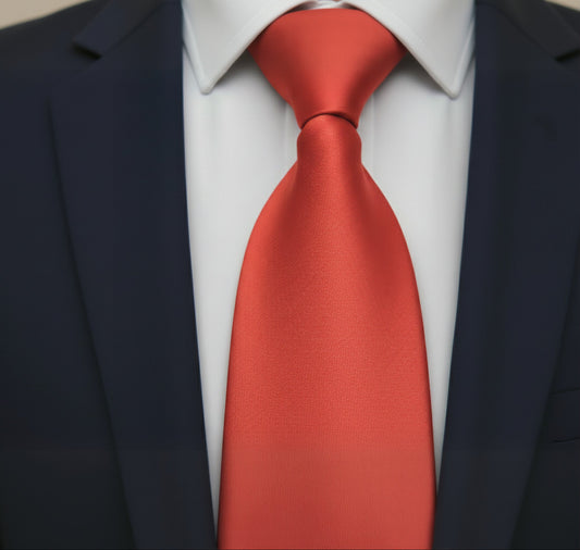 Mens Bespoke Necktie S-103 Bright Salmon