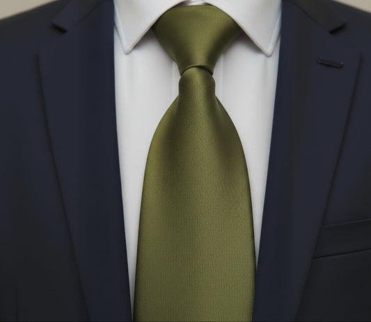 Mens Bespoke Necktie S-105 Olive Green