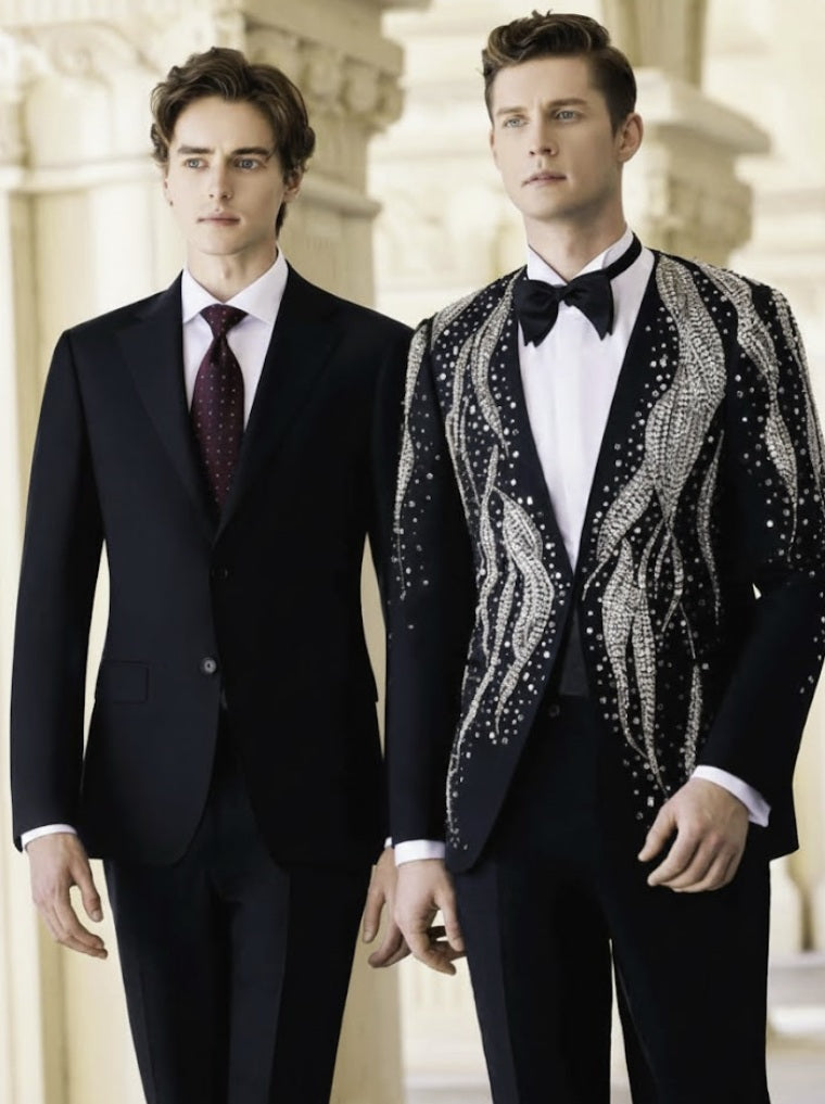 2pc Black Tuxedo Single Breasted / Two Piece Suit Italian Style No C52024004