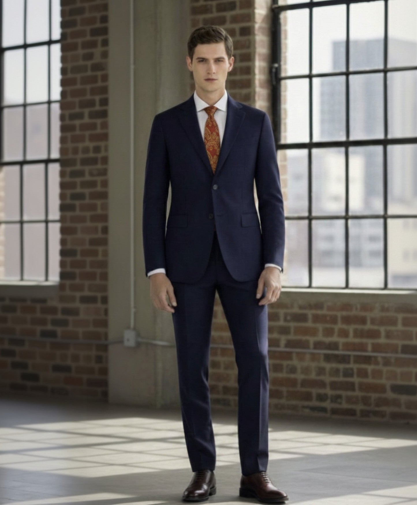 Mens Bespoke Necktie  P-179 Tangerine Paisley