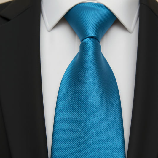 Mens Bespoke Necktie S-097 Aqua Blue