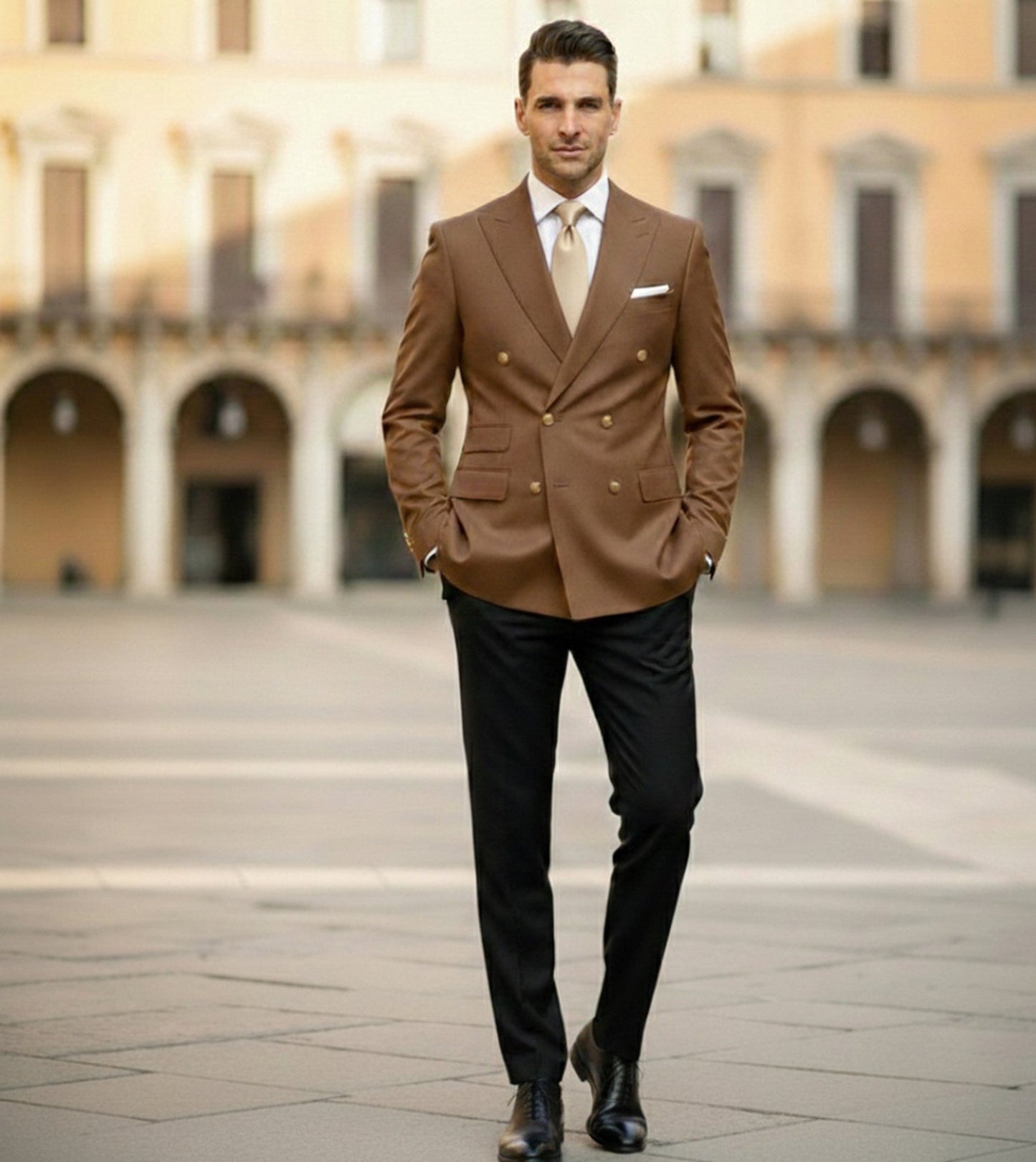 Mens Bespoke Necktie S-099 Beige