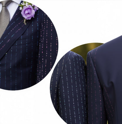 Navy/Blue Pinstripe (Love You) Double Breasted / Two Piece Suit Italian Super 140'S