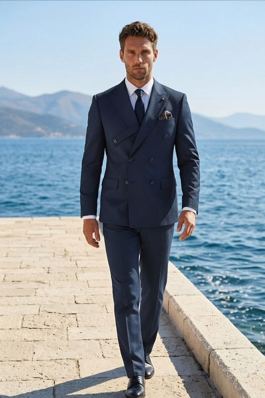 Navy Double Breasted Tuxedo Jacket and Navy Formal Trousers 