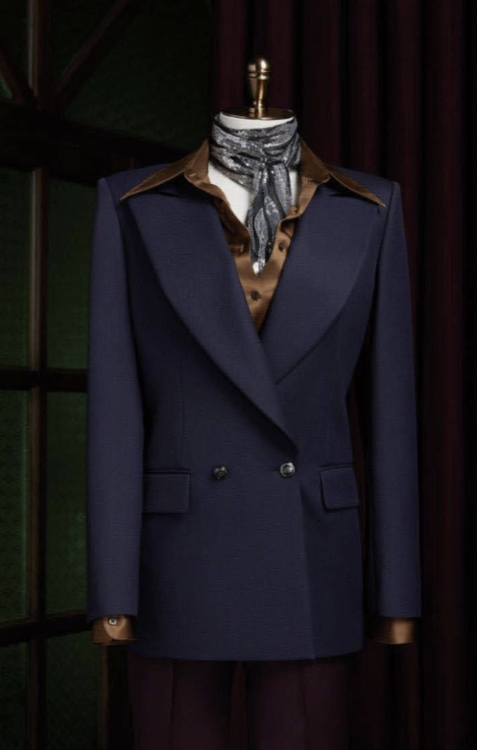 French Blue Wool/ Blend Two Piece Ladies Double Breasted Suit / Style No DBT6741