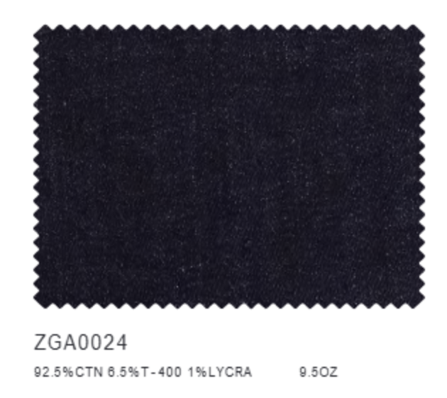Navy fabric swatch with ZGA0024 label on a white background