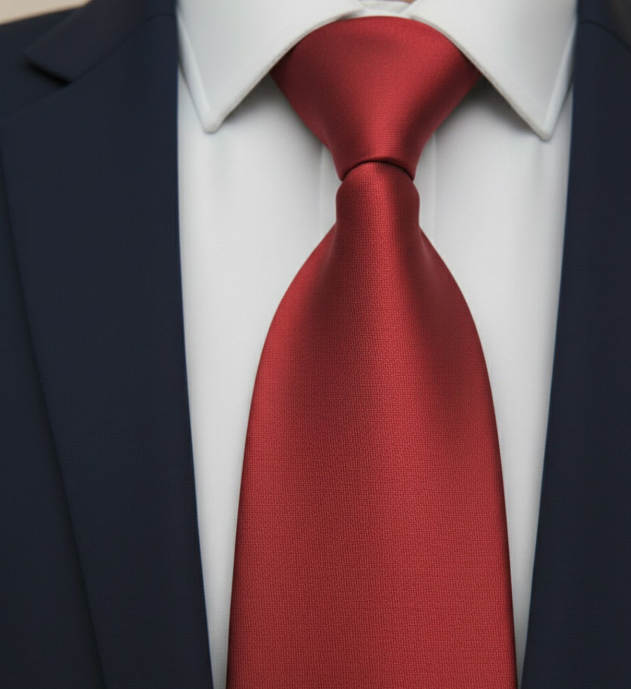 Mens Bespoke Necktie S-122 Dark Red