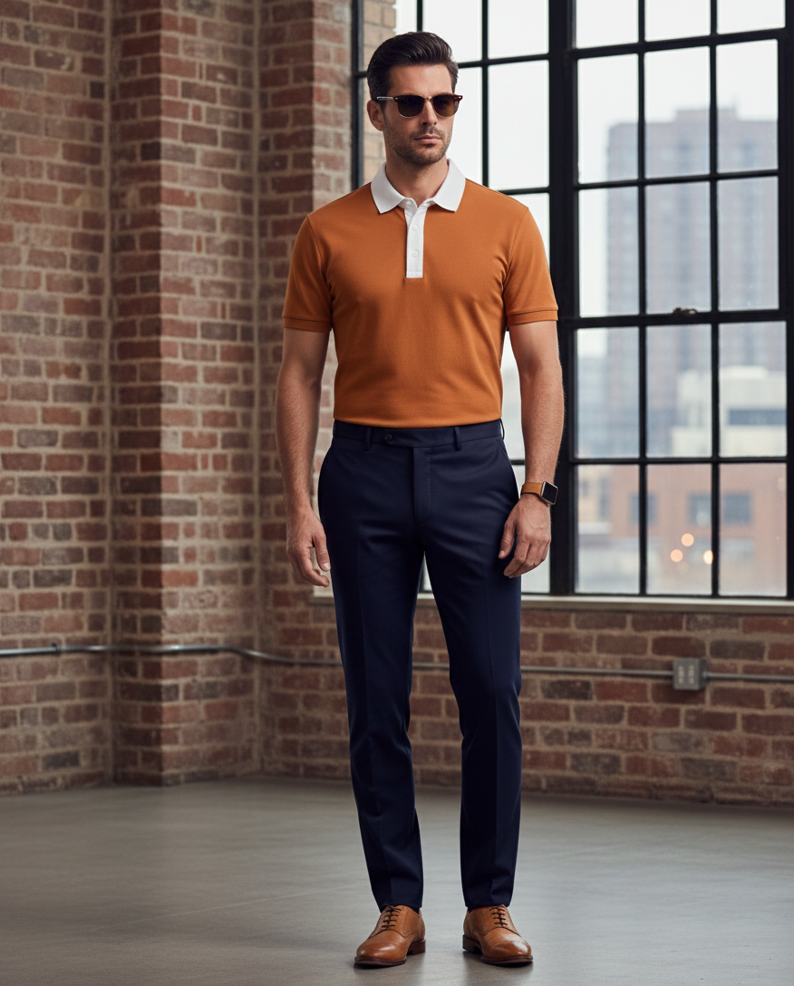 Orange and White Polo shirt 