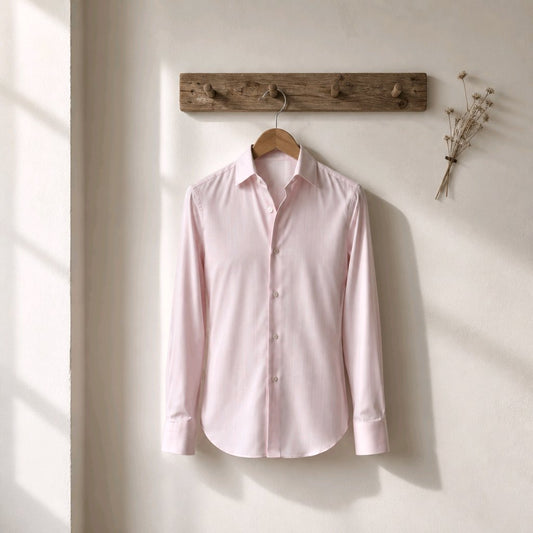 Plain Pink Cotton/Stretch Shirt Style No 776-2