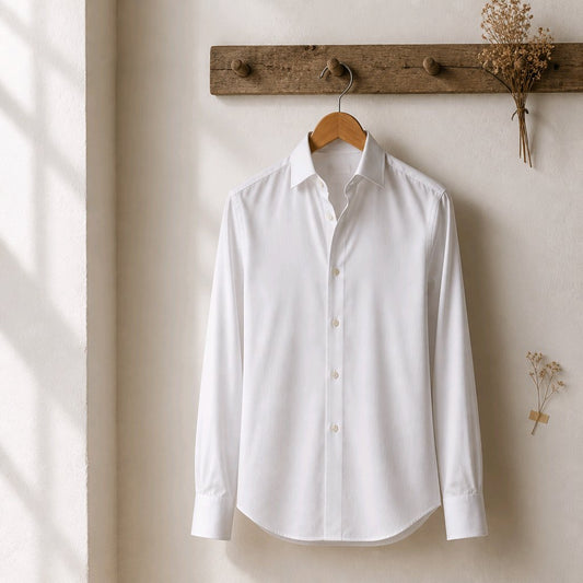 Plain White Cotton/Stretch Shirt Style No 776-1