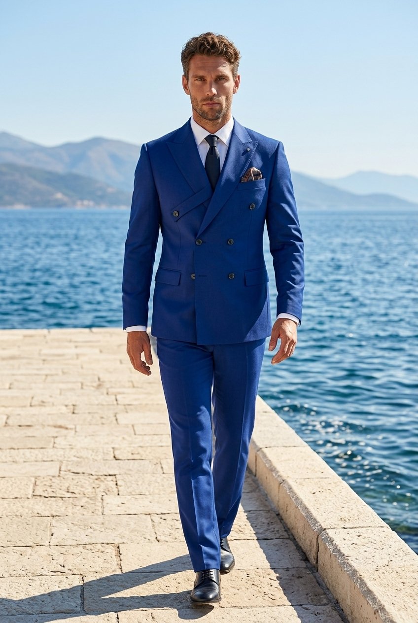 Royal Blue Double Breasted Tuxedo Jacket and Formal Trousers
