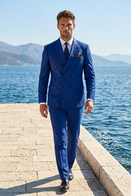 Royal Blue Double Breasted Tuxedo Jacket and Formal Trousers