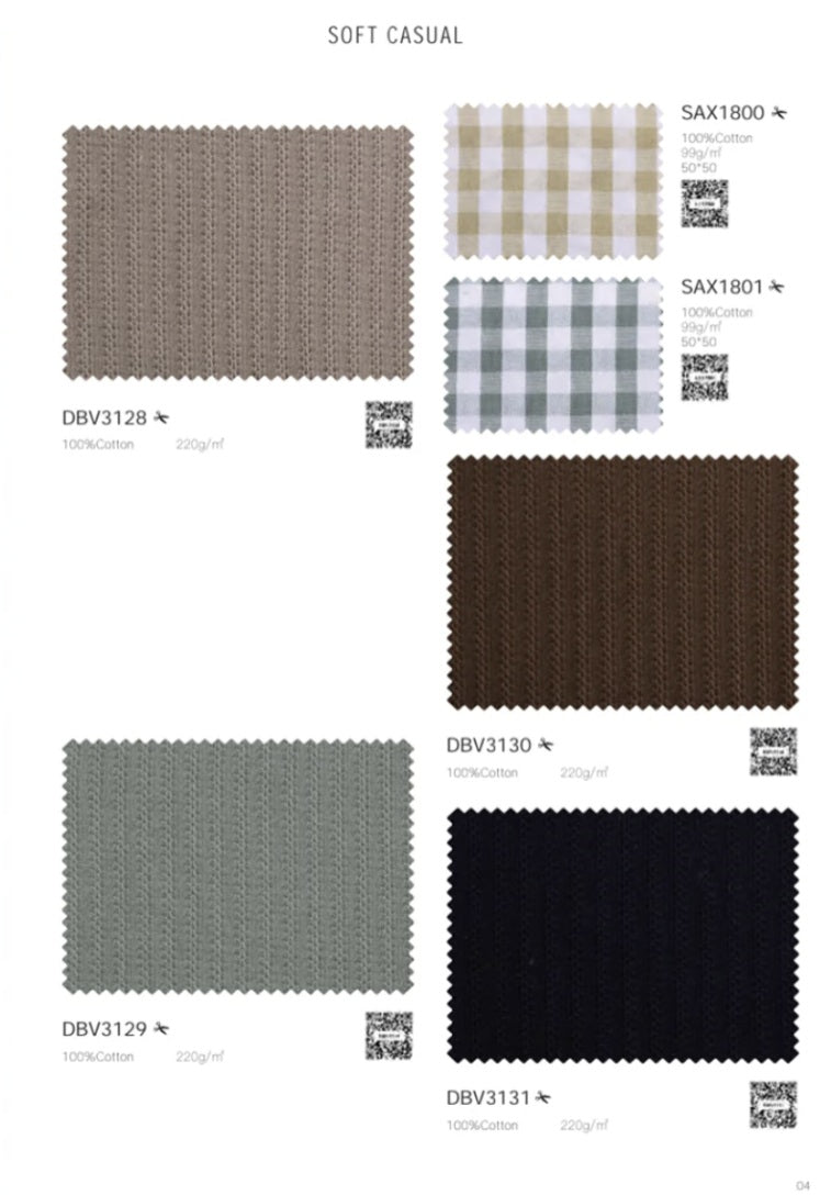 Color swatches labeled 'Soft Casual' with fabric textures and patterns.