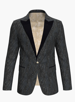 Tuxedo Black Patterned Brocade Jacket (Evening Wear Ceremony Book) DBU2933