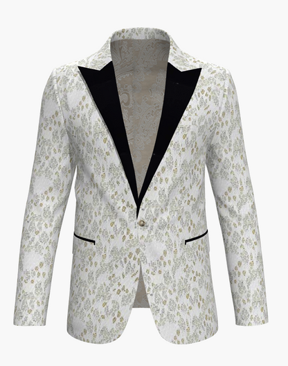 Tuxedo White Patterned Brocade ( Evening Wear Ceremony Book J392) Jacket J210708