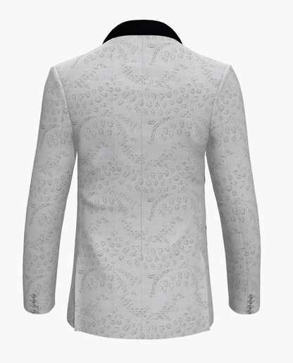 Tuxedo White Patterned Brocade Jacket  (Evening Wear Ceremony Book) J39116/200