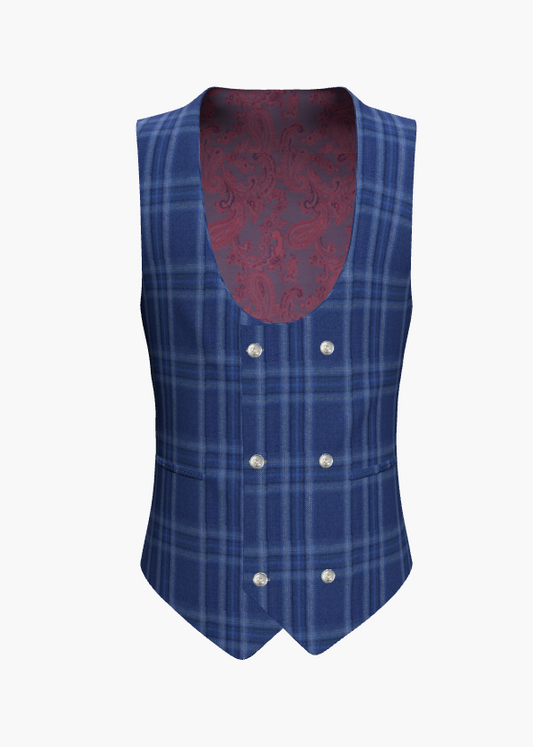 Waistcoat Blue Check  110'S / Style No WL2335111