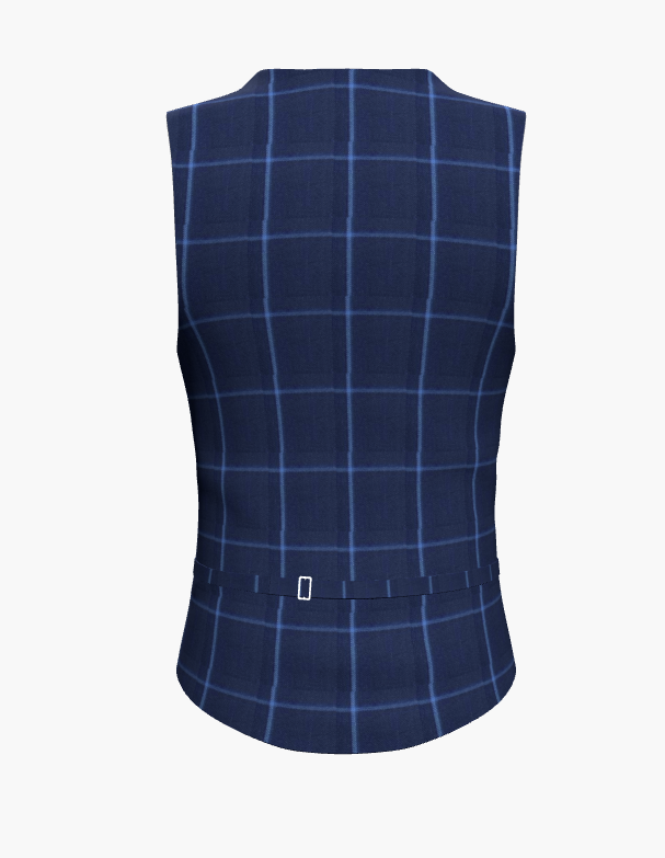 Waistcoat Blue Check Super  110'S / Style No WL2335116