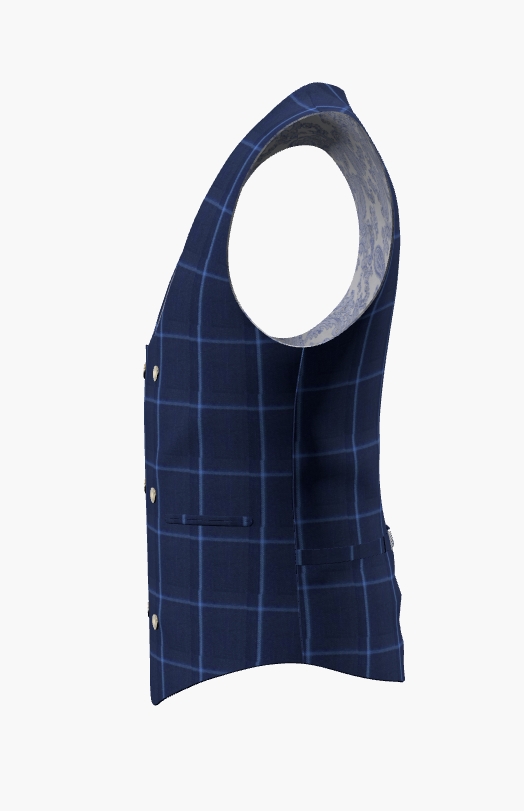 Waistcoat Blue Check Super  110'S / Style No WL2335116