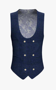 Waistcoat Blue Puppy Tooth Super 110'S / Style No WL2335133