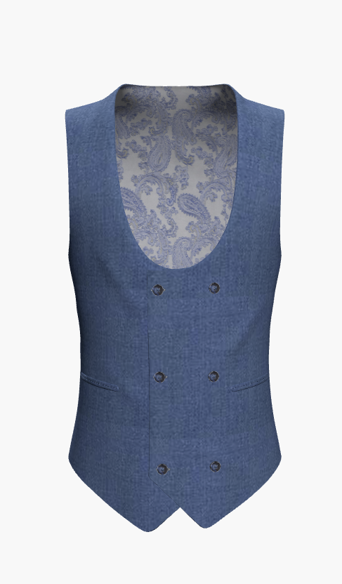 Waistcoat English Wool Dusty Blue Super  110'S / Style No WL2335019