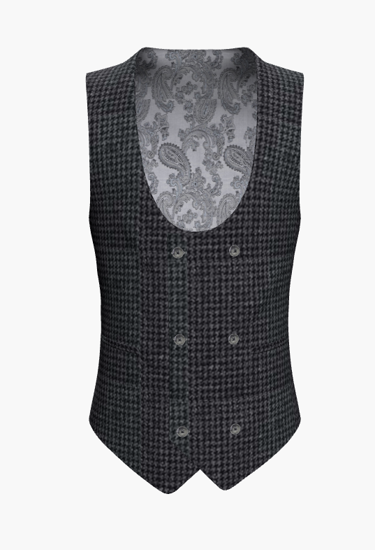 Waistcoat Grey Puppy Tooth Super 110'S  / Style No WL2335131