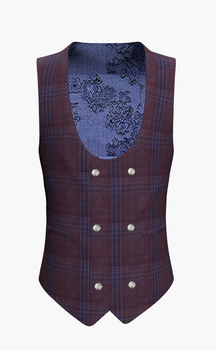 Waistcoat Purplish Red Check Super 110'S/ Style No WL2335113