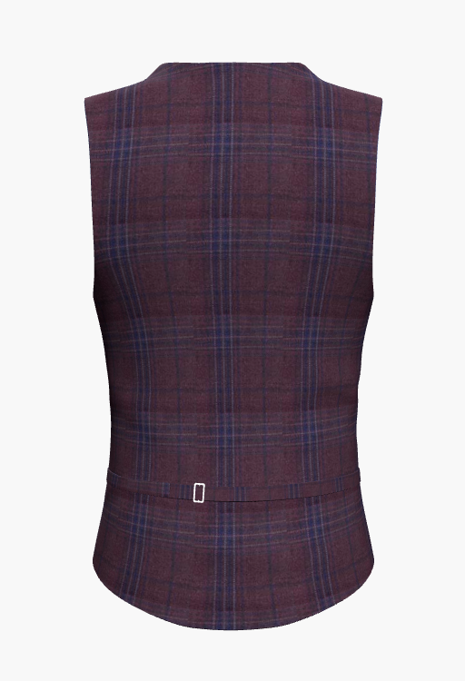 Waistcoat Purplish Red Check Super 110'S/ Style No WL2335113