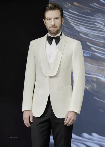 Tuxedo White Textured Two Piece Suit/  Style Number J39101/200