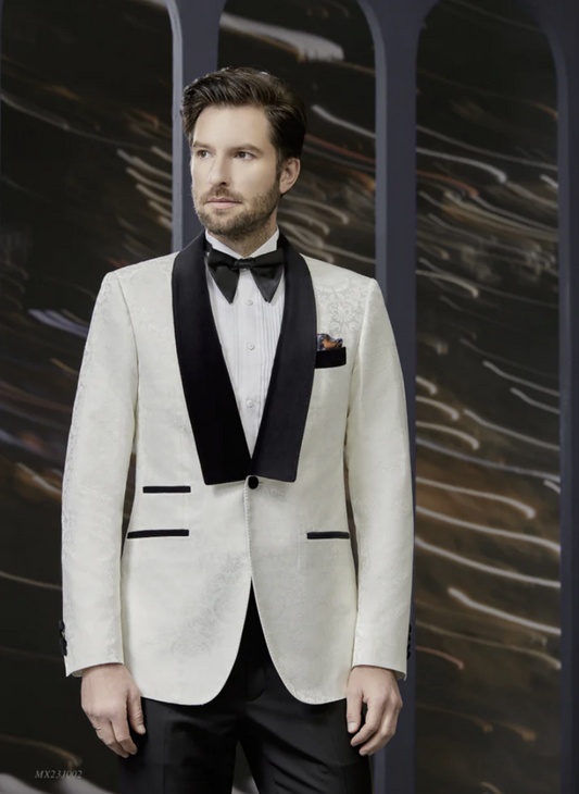 Tuxedo Ivory Brocade Two Piece Suit, Style Number J39102/200