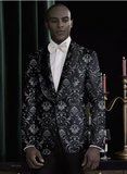 Tuxedo Black Brocade Two Piece Suit Style Number J39107/200