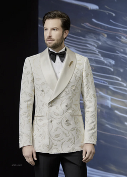 Tuxedo Ivory & Gold Brocade Two Piece Suit, Style Number J39109/200