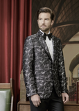 Tuxedo Black and Silver Jacquard Two Piece Suit /  Style Number J39139/200